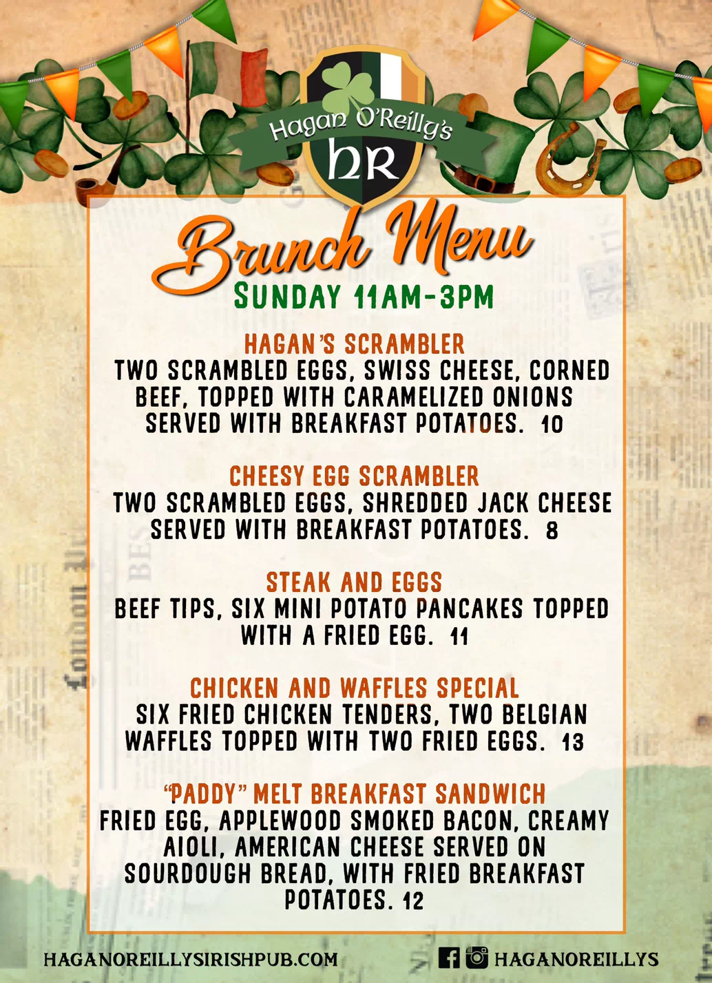 Menu Hagan O Reilly S Menu Hagan O Reilly S